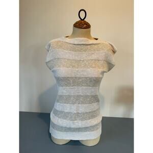 College Town womens cream sweater vest size M striped knit vintage